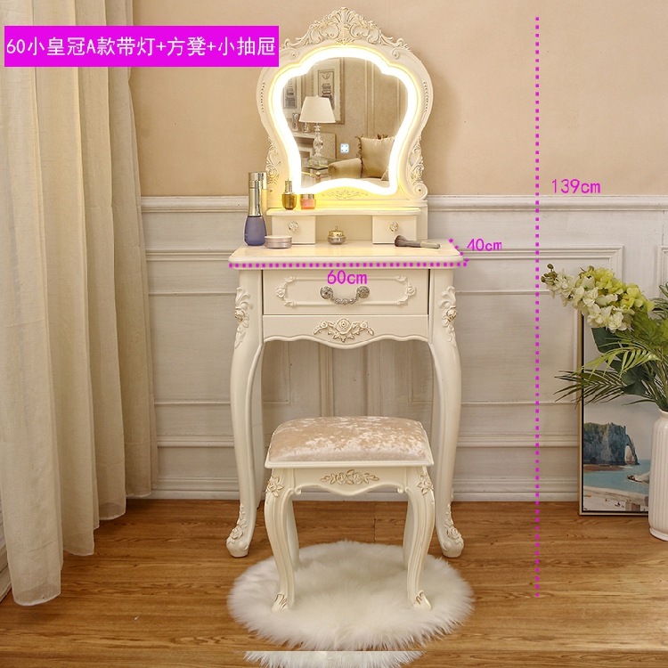 Dressing table Bedroom European dressing table Multi-functional princess small apartment pastoral net red ins French dressing table