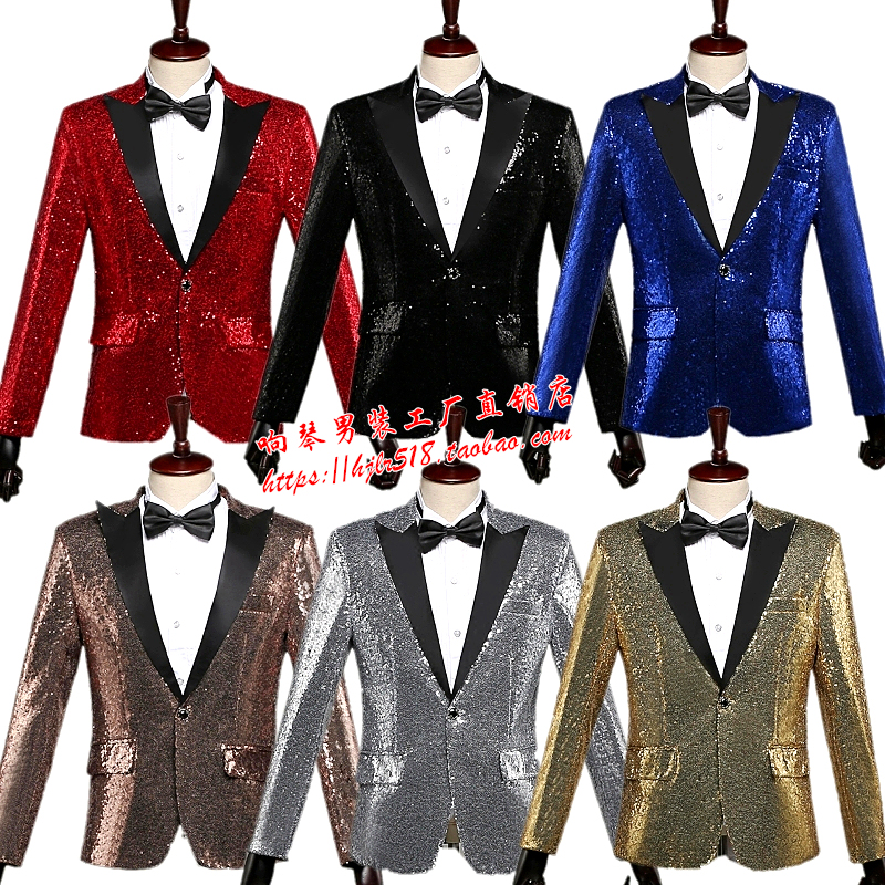Sparkly Sequin Blazer Performance Costume Stage Dance Performance Suit Nightclub Bar Singer Host Dress for Men