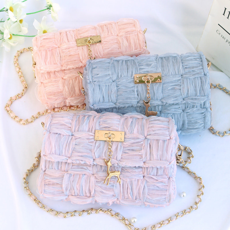 Handcrafted Woven Bag Diy Material Wrap Silk With Wool Wire Mesh Homemade Small Scent Wind Single Shoulder Sloped Satchel Women Summer