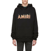 Tide brand AMIRI 20FW flame letter loose men and women hooded sweater autumn and winter high street