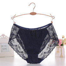 Foreign trade cut tail single underwear women sexy lace seamless middle waist womens triangle pants cotton crotch mesh transparent