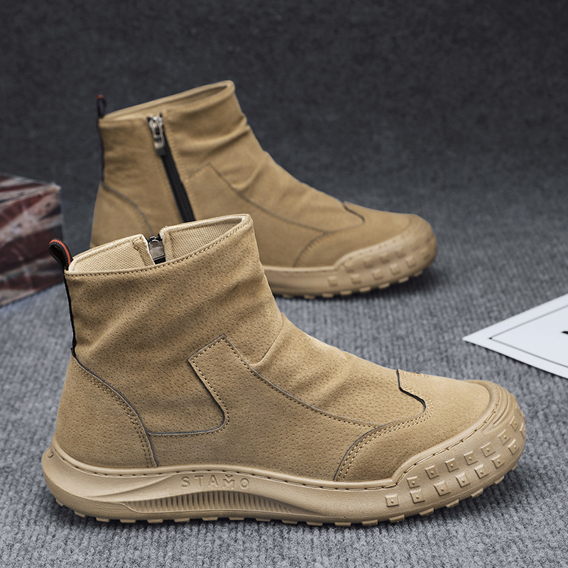 One foot pedal men's shoes autumn waterproof and non-slip construction site work outdoor tooling boots winter plus suede leisure sports labor po-Taobao