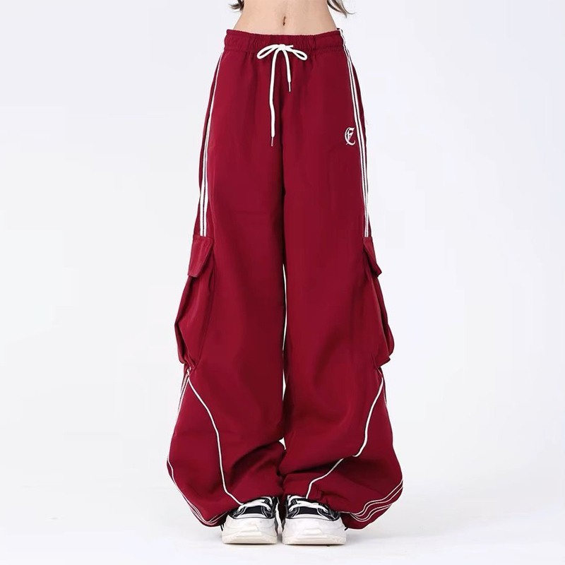 American Retro Work Pants for Men and Women, Autumn and Winter Fleece-Lined, Hip-Hop Wide-Leg Drawstring Loose New Style Slimming Casual Sports Pants American Retro Work Pants for Men and Women, Autumn and Winter Fleece-Lined, Hip-Hop Wide-Leg Drawstring Loose New Style Slimming Casual Sports Pants