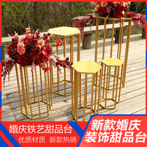 New wedding props Wrought iron cylinder dessert table Wedding welcome area decoration decoration decoration cake table round table