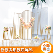 Wedding props wrought iron screen lines semicircular curved screen Wedding stage scene layout props decorative ornaments