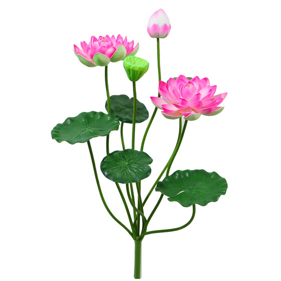 仿真莲花荷花供佛家居客厅落地摆设摆件假花塑料花装饰花荷叶单支