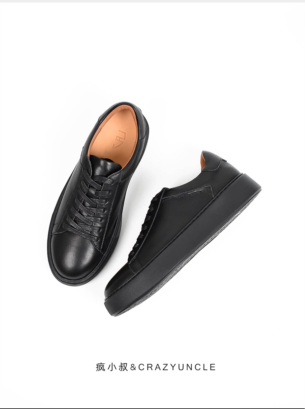 Baskets Plateforme Homme en Cuir Véritable Semelle Épaisse Style Casual