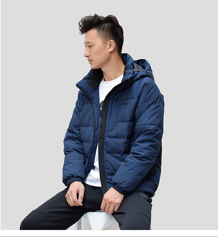 Bộ đồ tập thể dục nam Li Ning ngắn xuống áo khoác dày chống gió ấm áp áo khoác trùm đầu 2018 mùa đông AYMN111 - Thể thao xuống áo khoác —