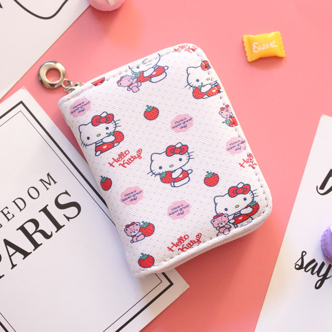 Ví ngắn dây kéo ngắn hoạt hình dễ thương hello kitty Hello Kitty nhỏ tươi nữ sinh viên ví tiền - Ví tiền clutch nữ