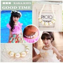 2021 Korean version of Joker Childrens Necklace Jewelry sweater chain set for girls childrens clothing accessories imitation pearl chain girl gift