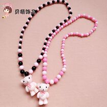 New girl jewelry childrens sweater chain Korean princess girl bear beaded necklace clothes childrens clothing accessories