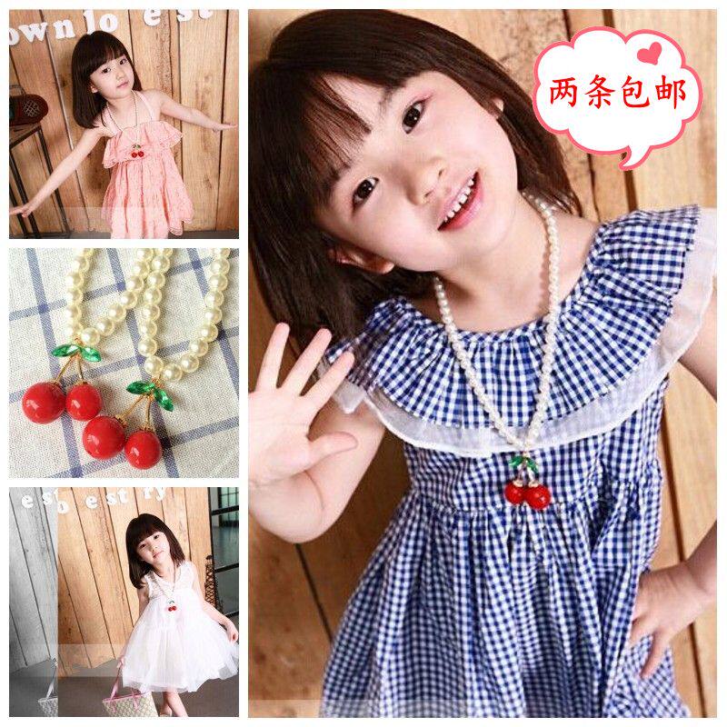 Children's Necklace Jewelry Korean Cherry Fashion Princess Hand All-match Sweater Chain Girls Clothing Children's Clothing Accessories
