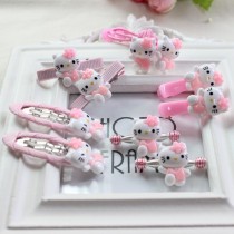 Korean version of new childrens hair accessories set hairclip Kt Kitty Kitty Kitty pink hair rope 10 sets for girls birthday gifts