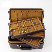 Leather jewellery Jewelry Containing Box Ring Necklace Bracelet Three Multilayer Trays Carry-on Pendant Showcase exhibition with cargo box