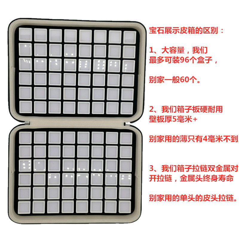 Luggage and bag storage exhibition exhibition with goods naked diamond beads colored gemstone jade box transparent counter stall sample