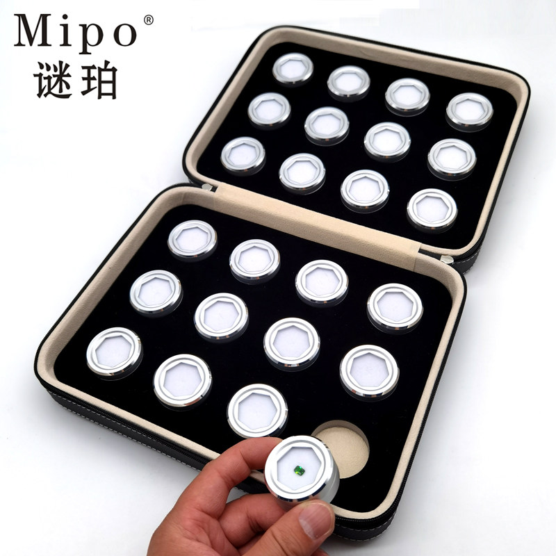 Metal Round Transparent Nude Diamond Case Jewellery Ring Naked Stone Color Jewel Stone Containing Display Box Portable bracelet bag