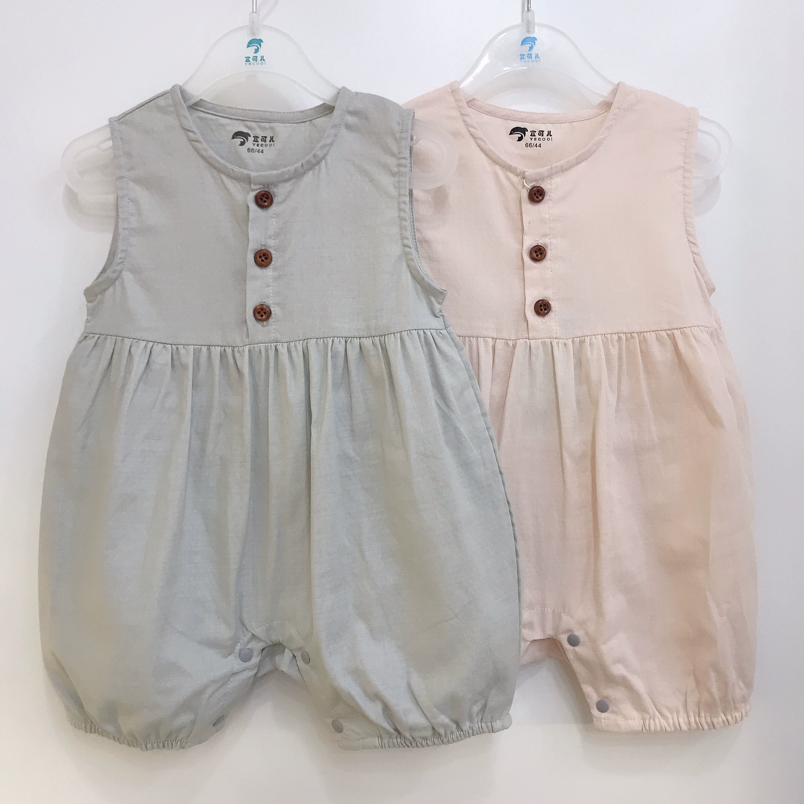 Yikeer không xương may quần áo mùa hè em bé gạc không tay một mảnh áo vest cotton romper - Áo liền quần