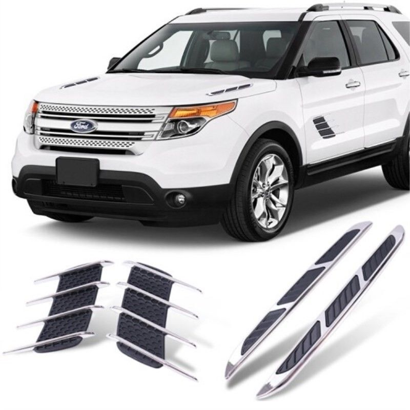Car Engine Hood Fake Air Vent Front Hood Modification Decorative Sticker Anti-Collision Strip Air Outlet Mesh Sticker Shark Gill