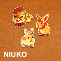 NIUKO Cute And Delicate Rabbit Fabric Stickup Children Cartoon Patch Patch Clothing Appliquecloth Embroidered Breaking Hole Patch Accessories