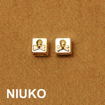 NIUKO clothing accessories Small square skull metal gold hanging clock hanging rope buckle exquisite button button