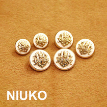 NIUKO super high grade exquisite gold metal button coat suit double Lion jacket button badge buckle