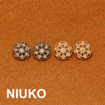 NIUKO delicate water drill metal shirt button retro engraving texture upscale knitted button sub accessories buckle