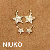 NIUKO clothing accessories Gold DIY metal shoe bag accessories pentagonal star diamond zipper pull lock pendant