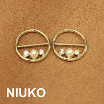 NIUKO gold metal circle Helicon imitation pearl white exquisite clothing design accessories accessories