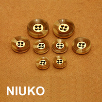 NIUKO accessories vintage four 4 eyes Amber Gold Base button DIY resin plastic coat button monopoly
