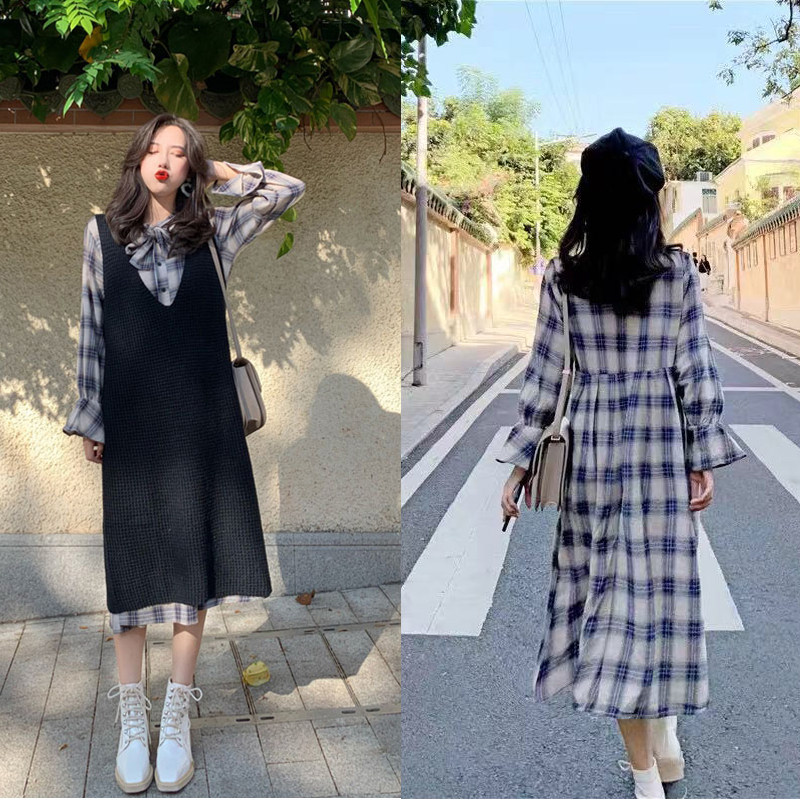 Large size women's clothing early autumn lightly cooked breeder suit fat mm foreign pie two sets of fat sister to lean on a foreign dress