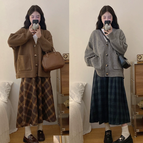 Комплект, осенняя трикотажная куртка, лонгслив, юбка, размер, городской стиль, осенний, 3 предмета