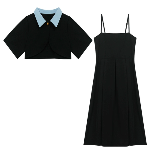 Черный комплект, небольшая дизайнерская юбка, размер, французский стиль, эффект подтяжки, по фигуре, тренд сезона