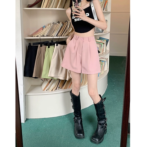 Костюм, шорты, приталенные штаны, большой размер, свободный прямой крой, А-силуэт, высокая талия