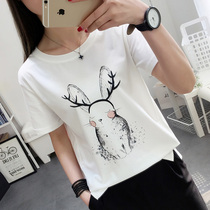 2022 Summer new ultra-fire cec short sleeve T-shirt female fit Korean version student Compassionate Shirt fashion blouses lower tide