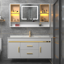 Bathroom rock board bathroom cabinet Modern light luxury wash basin Smart mirror cabinet Wash basin Wash countertop basin cabinet combination
