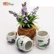 Medium cup flat-bottomed feed Cup bird food tank three-piece feed Cup pattern random hot sale
