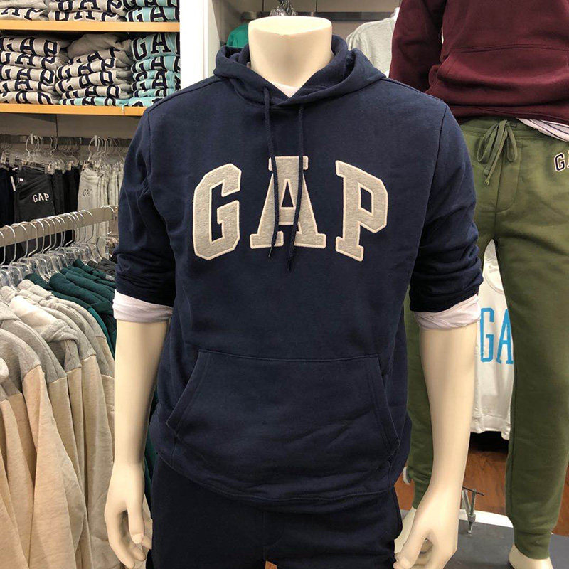 US-China Shopping Cart GAP men's casual hoodie loose pullover long sleeve casual top plus velvet letter jacket autumn