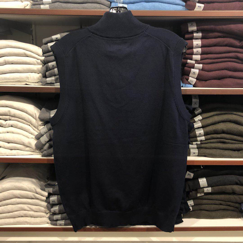 Giỏ hàng Mỹ-Trung Hoa Kỳ POLO ASSN. Một nửa khóa kéo cổ áo vest không tay áo len nam đan vest nam đẹp