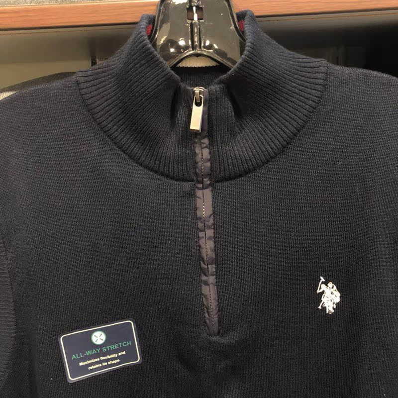 Giỏ hàng Mỹ-Trung Hoa Kỳ POLO ASSN. Một nửa khóa kéo cổ áo vest không tay áo len nam đan vest nam đẹp