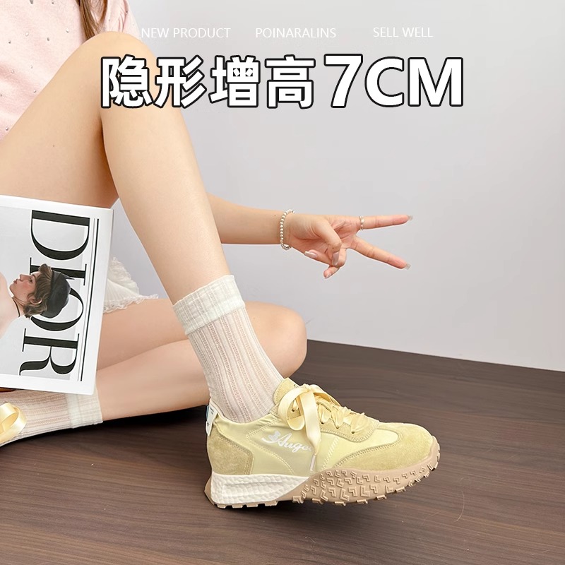 香港真皮内增高芭蕾德训鞋女2025秋季爆款,真·显高又舒适?
