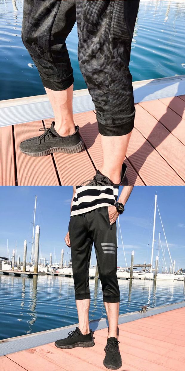 Quần crop top nam phiên bản Hàn Quốc của xu hướng tự tu luyện 7 điểm quần short nam quần ống loe siêu lửa 7 điểm khoe mông quần short bò nam đẹp