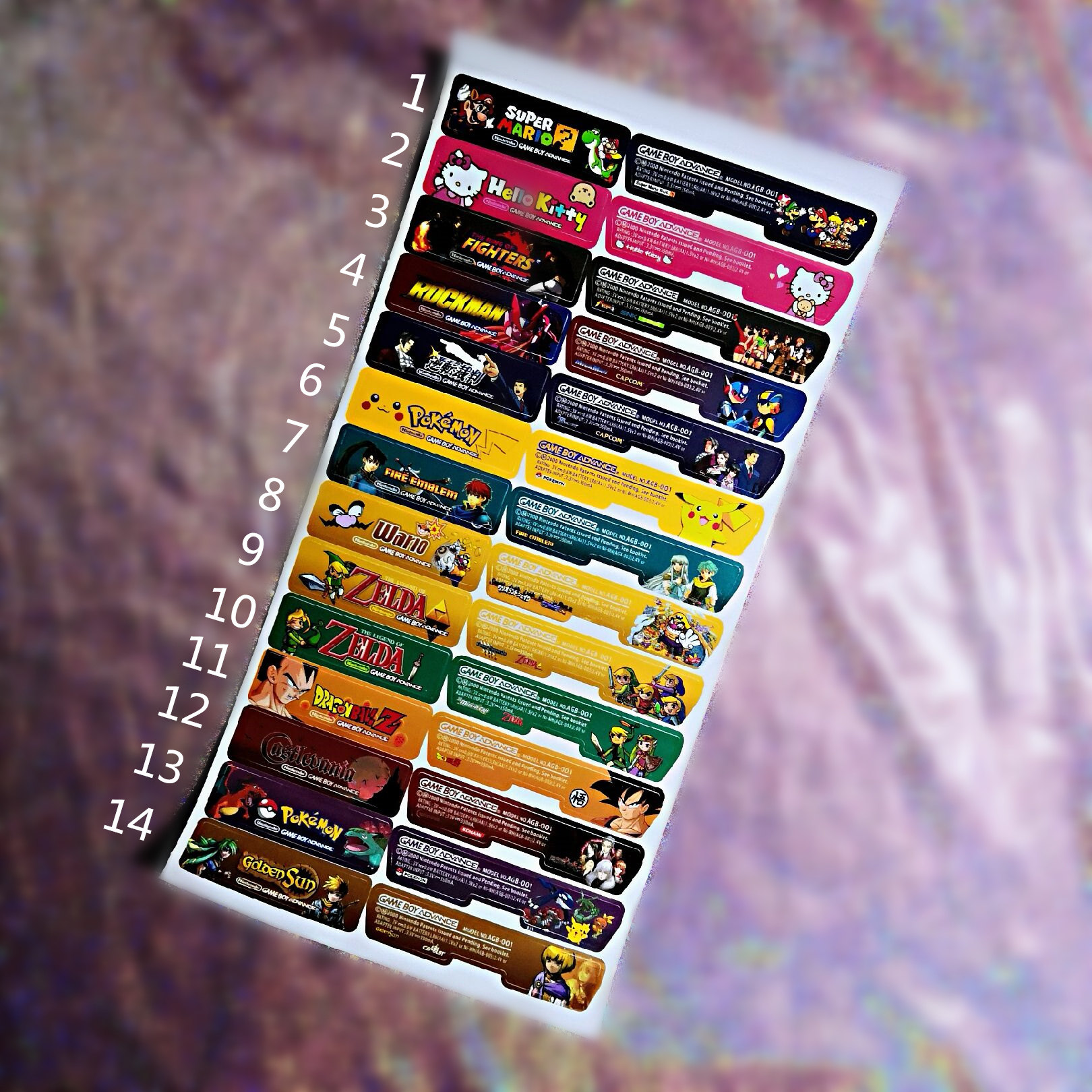 Nintendo GBA GBASP host personality sticker theme back sticker case seal label label