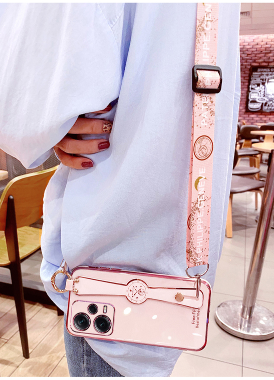 Girls Glossy Electroplated Silicone TPU Crossbody Lanyard Strap Note 12, Note 12 Pro, Note 12 Pro+ Phone Case