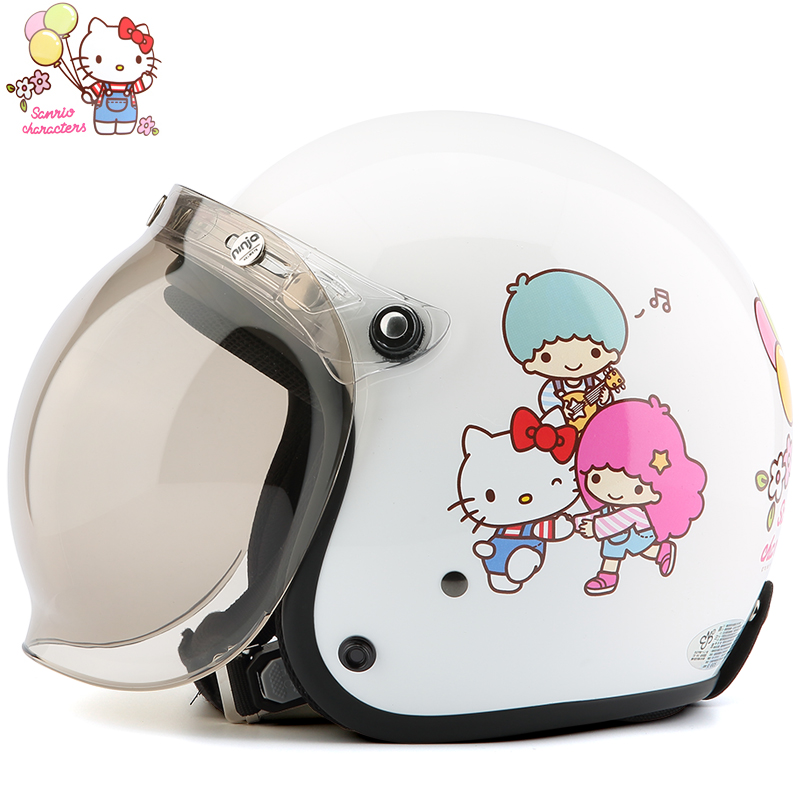 Taiwan Huatai KT white retro safety helmet Harley electric motor car female sun protection UV warm winter
