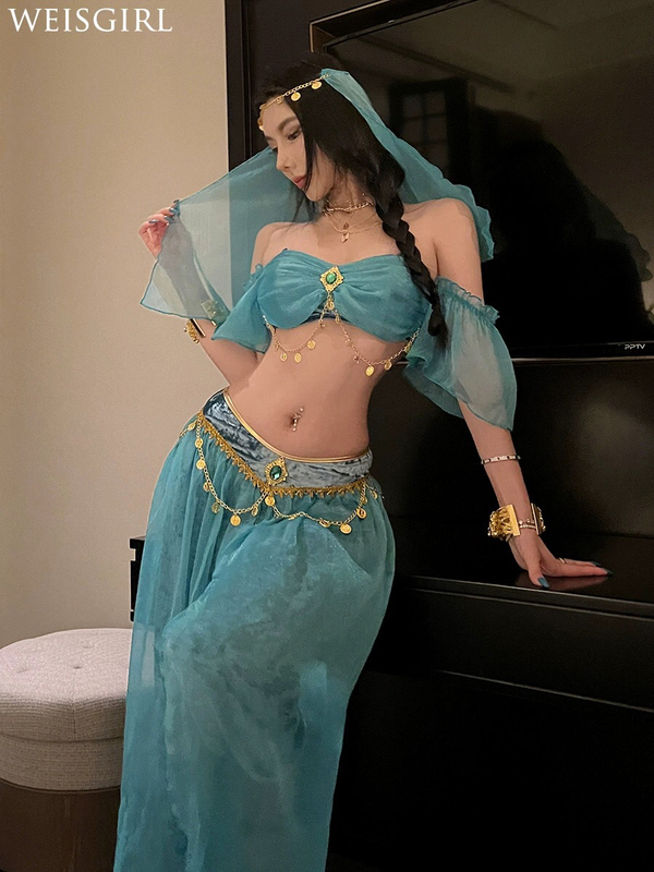 Cos Aladdin Jasmine Princess Costume Exotic Style Western Region Dancer Nightclub Indian Belly Dance Cleopatra