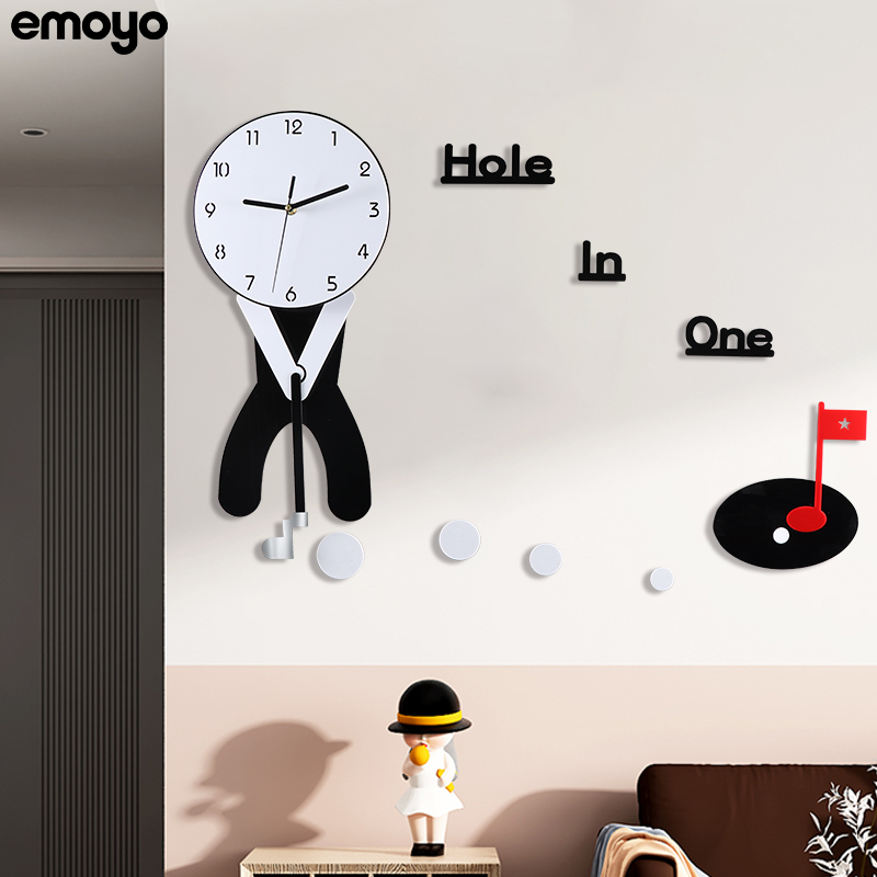 Living Room Decorative Clock Cartoon Silent No-Drill Clock Creative Fun Sports Golf Swing Wall Clock Living Room Decorative Clock Cartoon Silent No-Drill Clock Creative Fun Sports Golf Swing Wall Clock