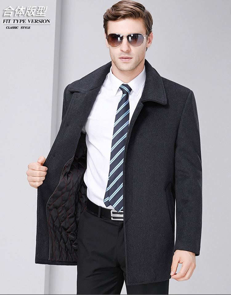 Playboy áo len len nam dài phần kinh doanh trung niên áo khoác cashmere áo khoác nam cộng với dày cotton shop áo khoác nam