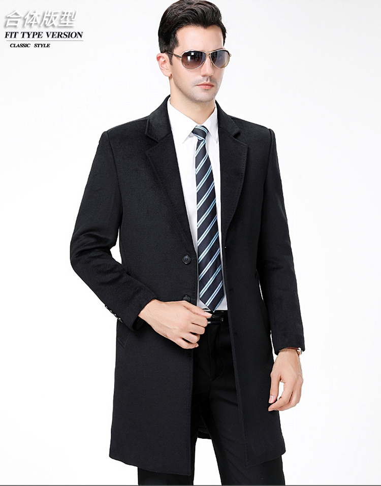 Playboy áo len len nam cashmere Nizi áo khoác nam trung niên dày phù hợp với cổ áo dài trench coat áo parka nam