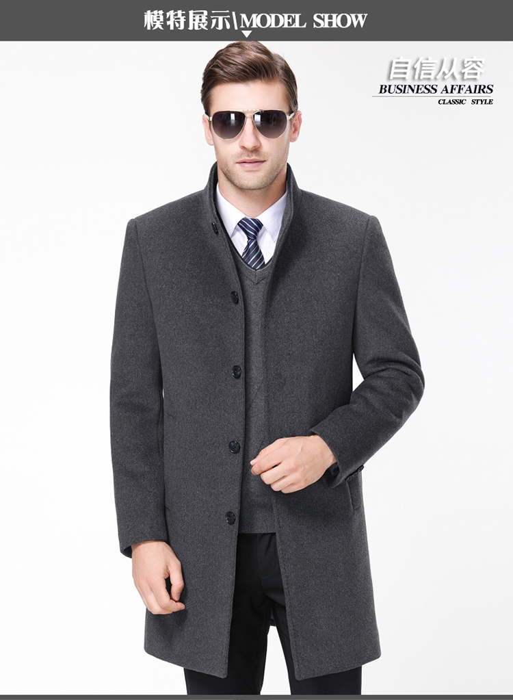 Áo len cashmere cổ điển Playboy nam cổ áo trung niên dài cộng với áo len len dày len áo lạnh nam