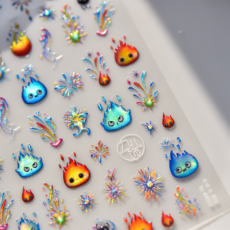 Tomoni Nail Art Demon Cagliostro Flashing Fire Demon Meteor Flame Howl's Moving Castle Nail Stickers